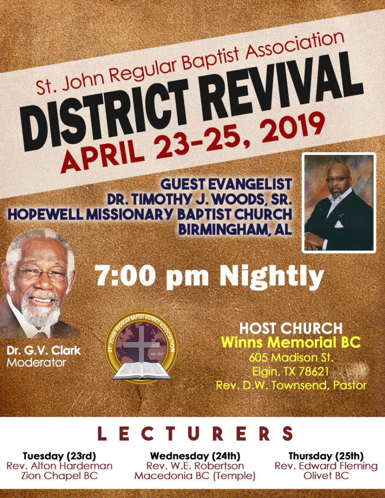 St John Association Revival 2019 – St. John Regular Baptist Association